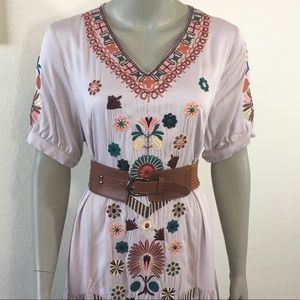 Embroidered Peasant Dress